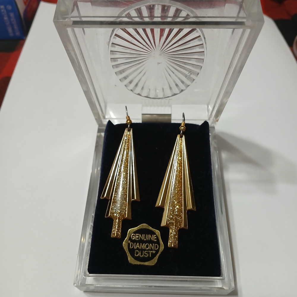 Gold Color Diamond Dust Earrings